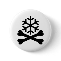 Death Snow Flake Bones crossed Pinback Buttons
