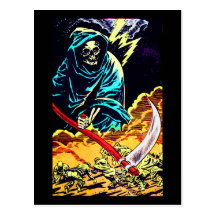 Death with a Scythe Halloween Card Postcards