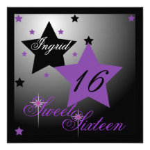 Debutant Star Sweet Sixteen-Cust. Personalized Invitations