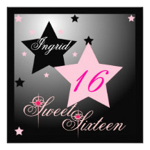 Debutant Star Sweet Sixteen-Cust. Personalized Announcements