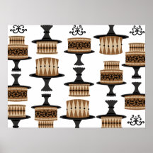 Decadant Chocolate Cake Pattern Posters