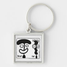 Decaf and Caf on a groovy new style key chain