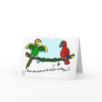 Deck the Halls Parrot Christmas Card