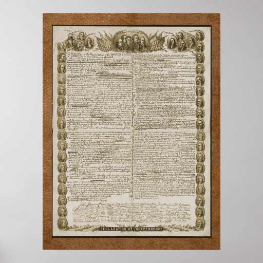 Declaration of Independence with Founding Fathers Print