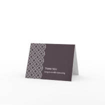 Deco espresso brown circle pattern thank you card