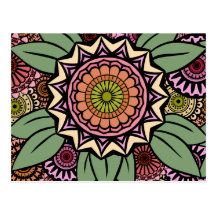 Deco Fandango in Orange and Green Postcards