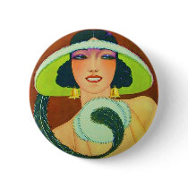 Deco Fashion Girl Button