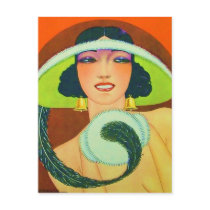 Deco Fashion Girl Postcards