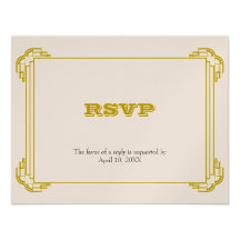 Deco gold frame wedding RSVP response enclosure Custom Invites