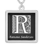 Deco Letter S Monogram Initial Personalized Necklaces