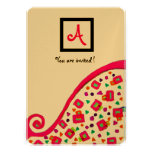 DECO MONOGRAM,black ,pink violet gold Invitations