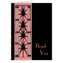 Deco Pink Palms Thank You Greeting Card