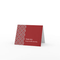 Deco red white circle pattern thank you card