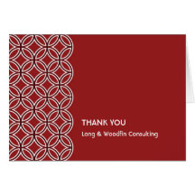 Deco red white circle pattern thank you card