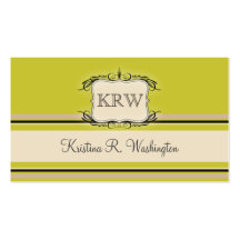 Deco Stripes Warm Olive Business Card