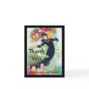 Deco Woman with Swirls & Flowers Thank You Custom cards