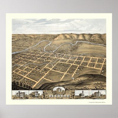 Decorah, Iowa Panoramic Map - 1870 Posters by lc_maps