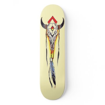 DECORATED BISON SKULL SKATEBOARD by BUSHWICK