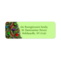Decorated Christmas Tree Festive Labels
