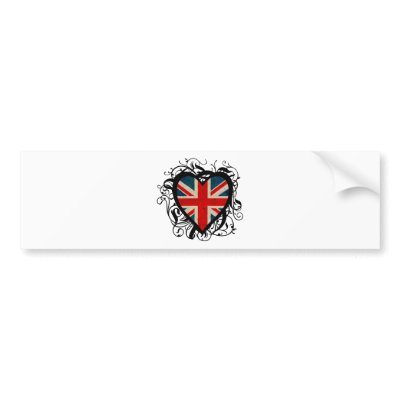 Decorative British Heart Bumper Stickers by QueenHare