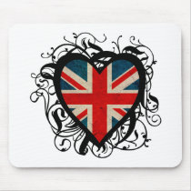 Decorative British Heart Mouse Pad