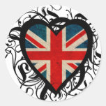 Decorative British Heart Round Stickers
