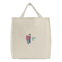 Decorative Butterfly Hand Drawn Embroidery Design Embroidered Tote Bag
