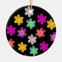 decorative colourful flowers christmas tree ornament