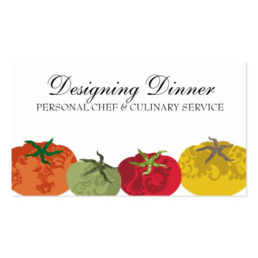 Decorative colourful tomatoes chef catering business card template