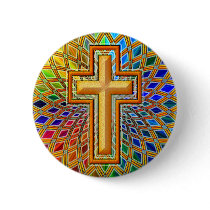 DECORATIVE CROSS PINBACK BUTTONS