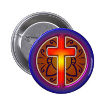 DECORATIVE CROSS PINBACK BUTTONS