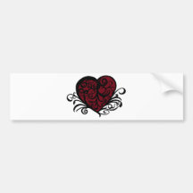 Decorative Floral Heart Design Bumper Sticker