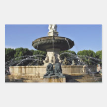 Decorative fountain with statues rectangular sticker