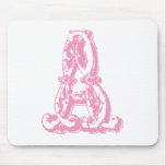 Decorative Girly Pink Monogram Letter A Mouse Pads