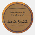 Decorative Glowing Damask Name Address Bookplate Round Sticker