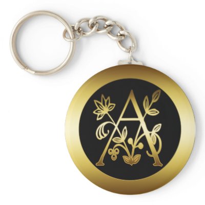 DECORATIVE GOLD MONOGRAM A KEY CHAINS by dgpaulart