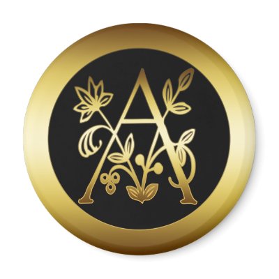 DECORATIVE GOLD MONOGRAM A FRIDGE MAGNET by dgpaulart