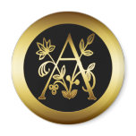 DECORATIVE GOLD MONOGRAM A magnets