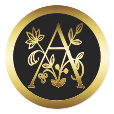 DECORATIVE GOLD MONOGRAM A STICKER by dgpaulart
