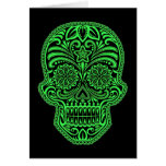 Decorative Green and Black Sugar Skull Cards
