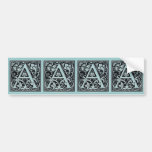 Decorative Letter "A" Woodcut Woodblock Inital Bumper Stickers