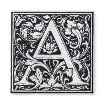 Decorative Letter "A" Woodcut Woodblock Inital