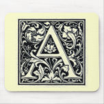 Decorative Letter "A" Woodcut Woodblock Inital Mousepads