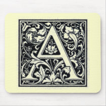 Decorative Letter "A" Woodcut Woodblock Inital