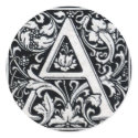 Decorative Letter "A" Woodcut Woodblock Inital stickers
