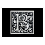 Decorative Letter "B" Woodcut Woodblock Inital Business Card