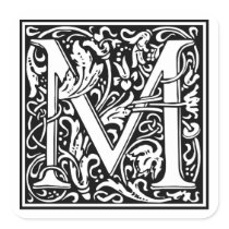 Decorative Letter Initial “M” Square Sticker