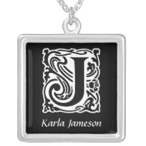 Decorative Letter J Monogram Initial Personalized
