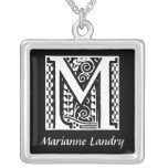 Decorative Letter M Monogram Initial Personalized Personalized Necklace
