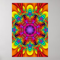 Decorative mandala poster in rainbow colours